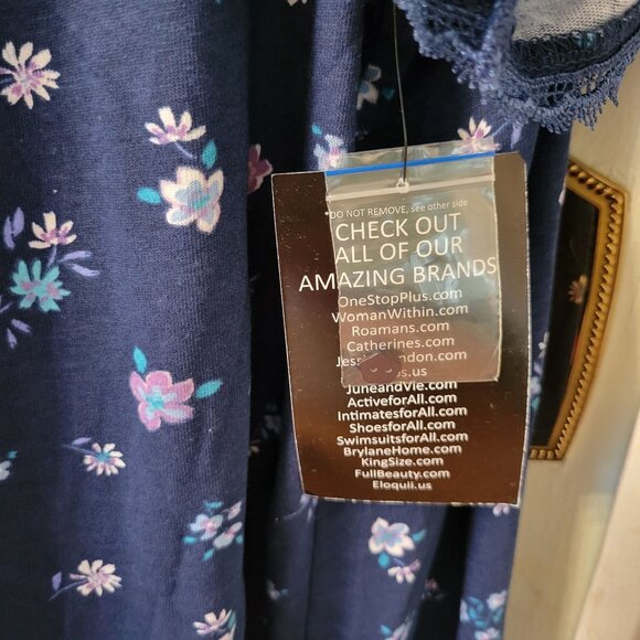 Dreams Co Blue Floral Nightgown 4X Cotton Long Modest House Dress‎ Lounge - Picture 5 of 7